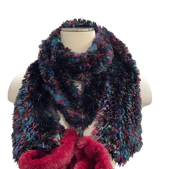 Cozy Chenille Pom Pom Slipper Socks And Multicolor Fuzzy Scarf Set Winter Gift - Picture 7 of 9